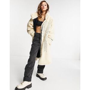 Free People x We The Free Avery Embroidered Teddy Fleece Plush Coat